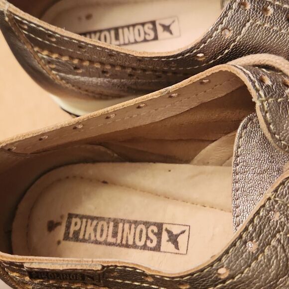 Pikolinos Women's Gold Lace-Up Shoes w/ Woven Rattan Soles Base Size 37 US 7 - Picture 5 of 10